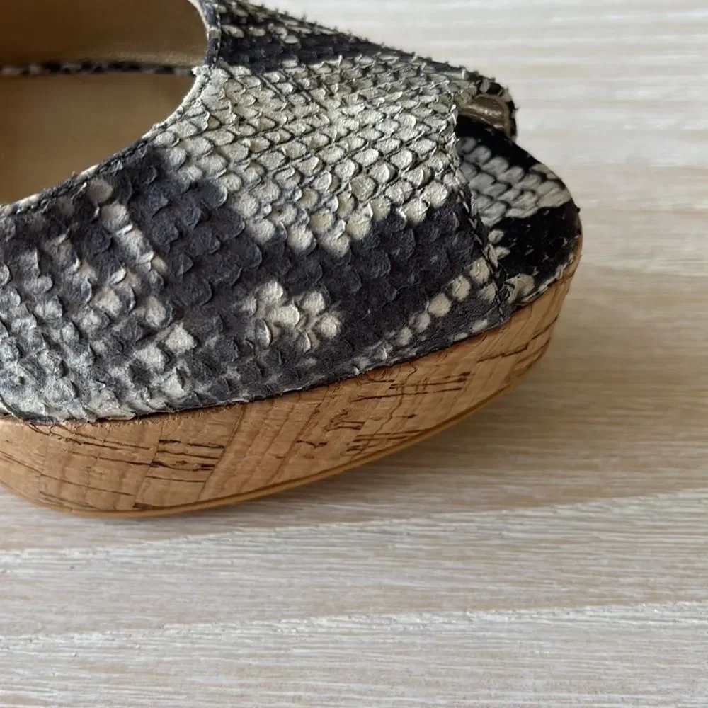 Stuart Weitzman NWOT Jean Snake-Embossed Leather Slingback Sandals size 9 - Picture 13 of 14